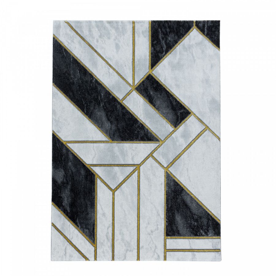 Ayyildiz Kusový koberec Naxos 3817 – žlutá/šedá/černá/bílá 80x150 cm - ATAN Nábytek