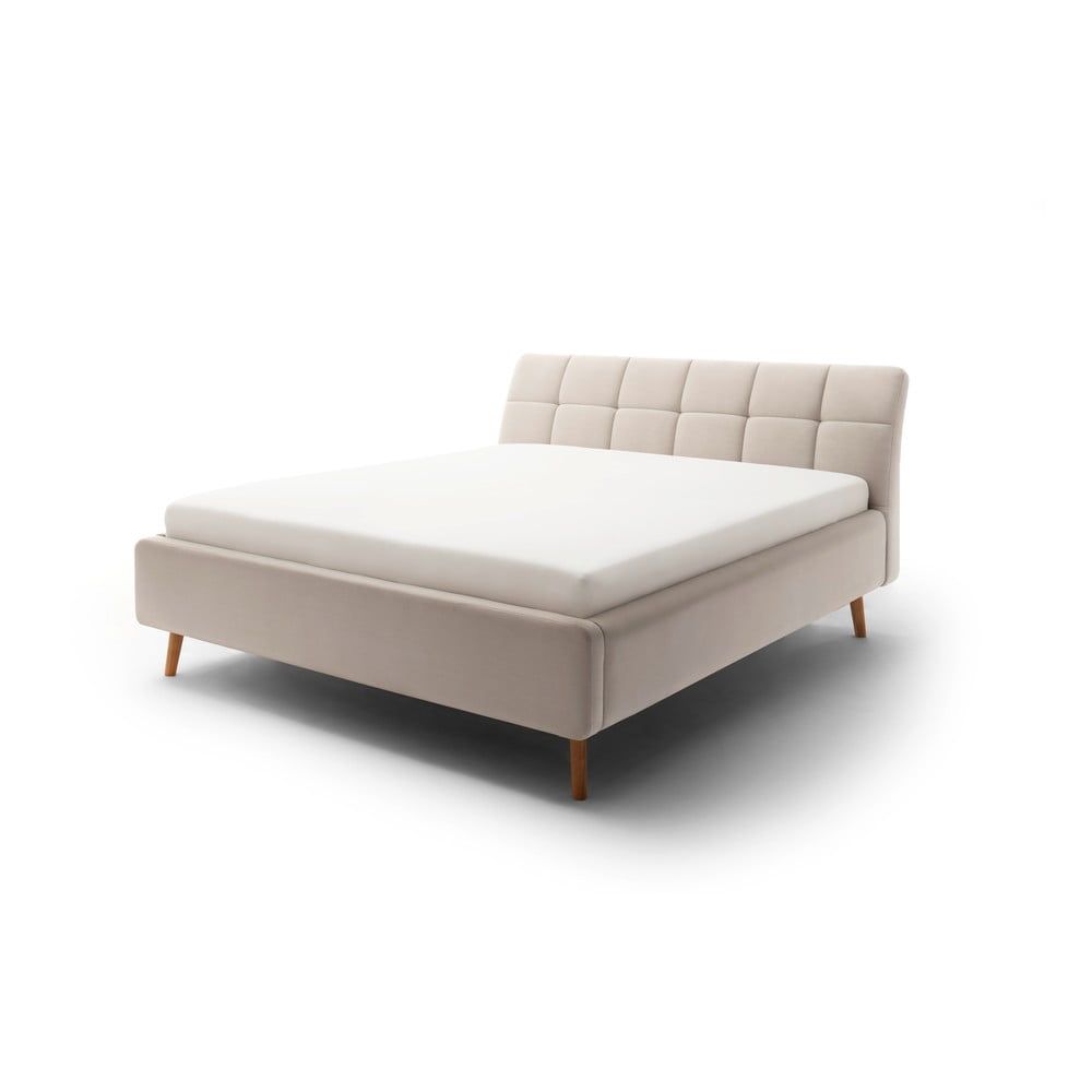 Béžová čalouněná dvoulůžková postel s úložným prostorem s roštem 160x200 cm Mila – Meise Möbel - Bonami.cz