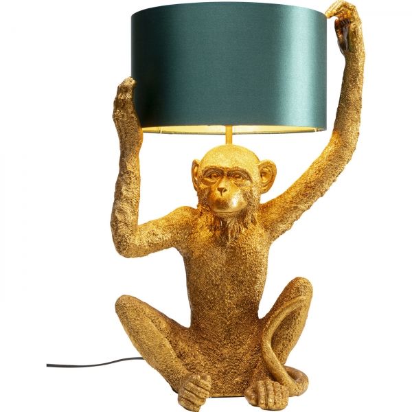 Stolní lampa Animal Opice držící stínidlo - zlatá, 57cm - KARE