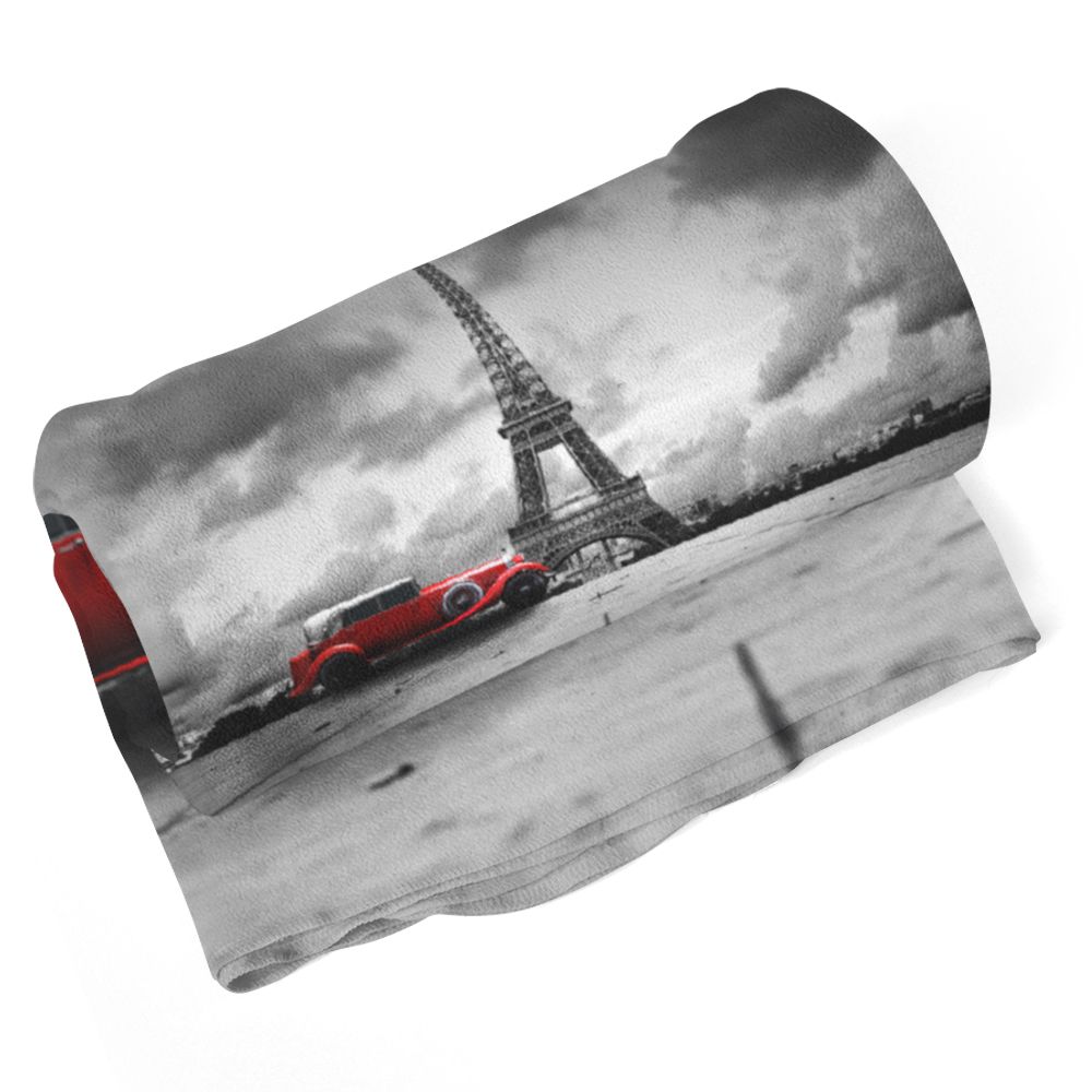 Deka SABLIO - Eiffelova věž a červené auto 190x140 cm - E-shop Sablo s.r.o.