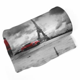 Deka SABLIO - Eiffelova věž a červené auto 190x140 cm