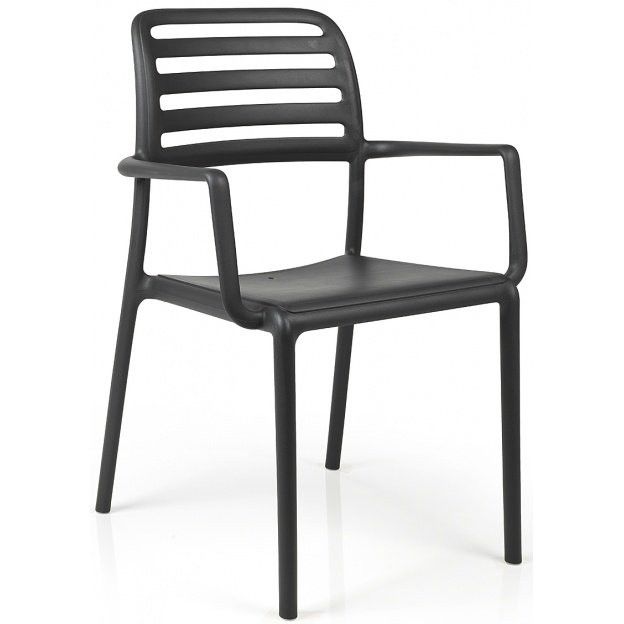 Nardi Antracitově šedá plastová zahradní židle Costa s područkami - 