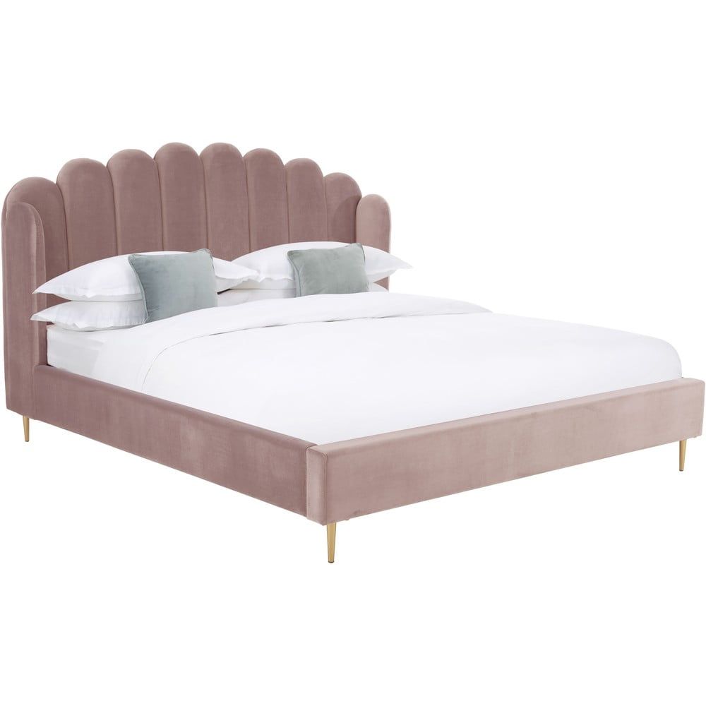 Růžová čalouněná postel se sametovým povrchem Westwing Collection Glamour, 180 x 200 cm - Bonami.cz