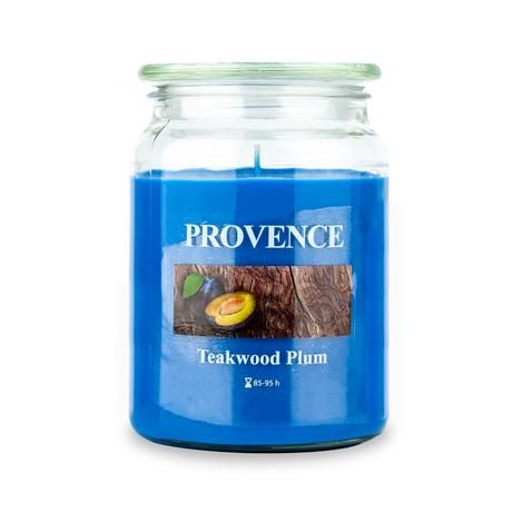 Provence Vonná svíčka ve skle 95 hodin teakové dřevo a švestka - Kitos.cz