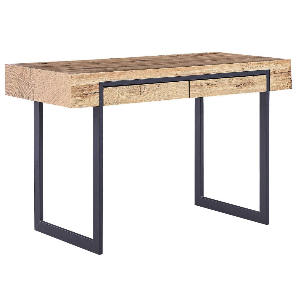 Psací stůl se 2 zásuvkami 120 x 55 cm světlé dřevo / černá VIDA - Beliani.cz