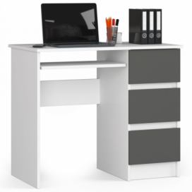 Ak furniture Psací stůl A-6 90 cm pravý bílý/šedý