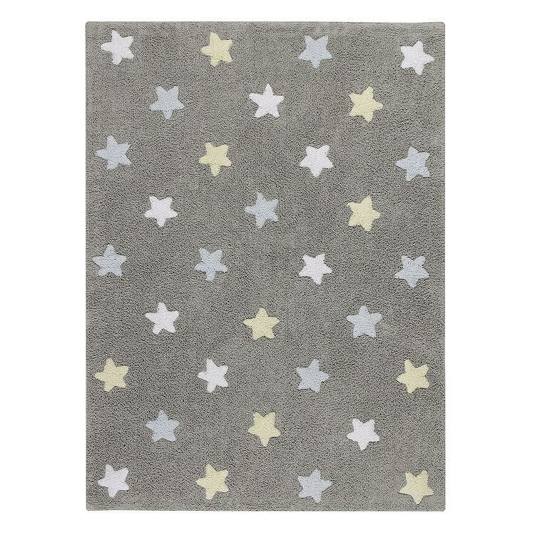 Lorena Canals Bio koberec kusový, ručně tkaný – Tricolor Stars šedá/modrá 120x160 cm - ATAN Nábytek