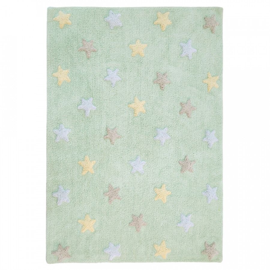 Lorena Canals Bio koberec kusový, ručně tkaný – Tricolor Stars Mint 120x160 cm - ATAN Nábytek