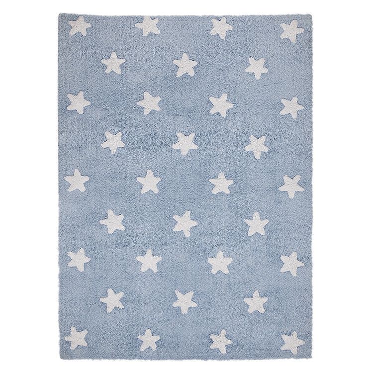 Lorena Canals Bio koberec kusový, ručně tkaný – Hvězdy bílá/modrá 120x160 cm - ATAN Nábytek