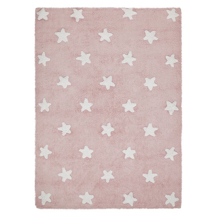 Lorena Canals Bio koberec kusový, ručně tkaný – Hvězdy bílá/růžová 120x160 cm - ATAN Nábytek