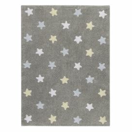 Lorena Canals Bio koberec kusový, ručně tkaný – Tricolor Stars šedá/modrá 120x160 cm