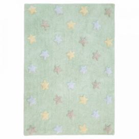 Lorena Canals Bio koberec kusový, ručně tkaný – Tricolor Stars Mint 120x160 cm ATAN Nábytek