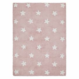 Lorena Canals Bio koberec kusový, ručně tkaný – Hvězdy bílá/růžová 120x160 cm