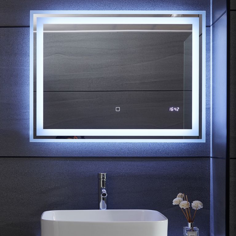 Aquamarin Koupelnové zrcadlo s LED osvětlením, 80 x 60 cm - Kokiskashop.cz