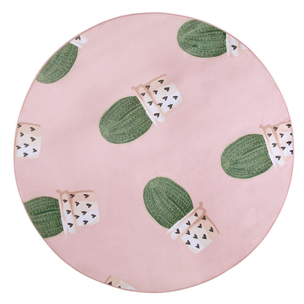 Kulatý koberec vzor kaktus ⌀ 120 cm růžový ELDIVAN - Beliani.cz