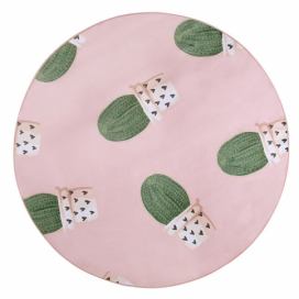 Kulatý koberec vzor kaktus ⌀ 120 cm růžový ELDIVAN Beliani.cz