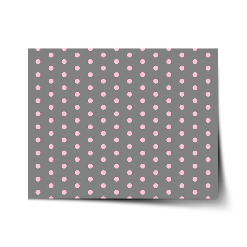 Plakát SABLIO - Růžové puntíky na šedé 60x40 cm - E-shop Sablo s.r.o.