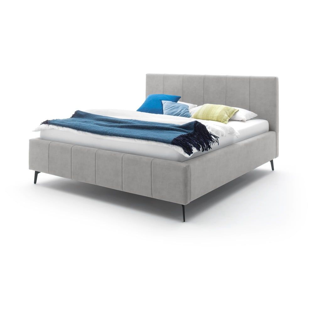 Světle šedá čalouněná dvoulůžková postel s úložným prostorem s roštem 180x200 cm Lizzano – Meise Möbel - Bonami.cz