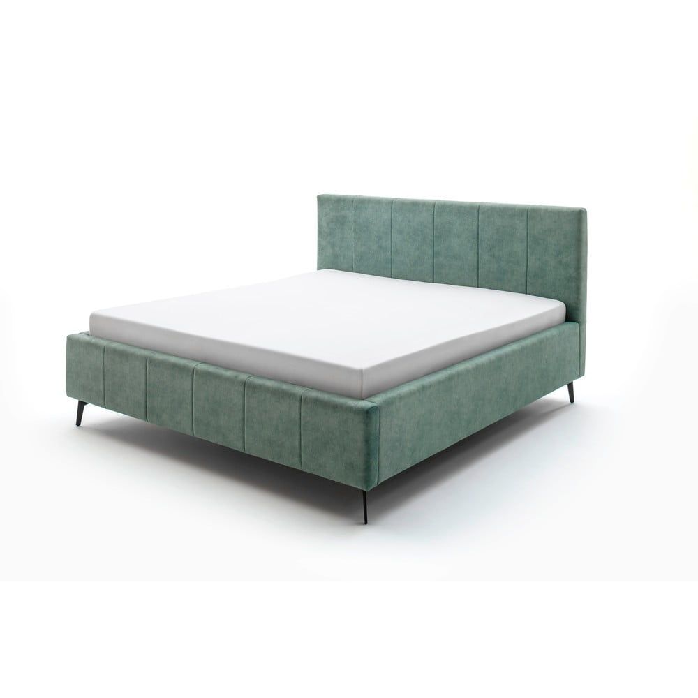 Zelená čalouněná dvoulůžková postel s úložným prostorem s roštem 180x200 cm Lizzano – Meise Möbel - Bonami.cz