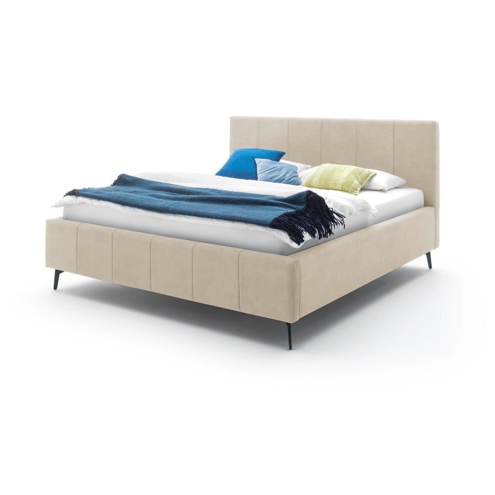 Béžová čalouněná dvoulůžková postel s úložným prostorem s roštem 180x200 cm Lizzano – Meise Möbel - Bonami.cz