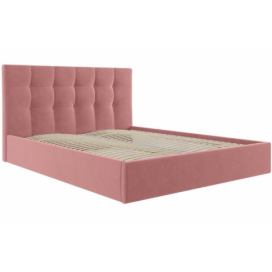 Růžová sametová dvoulůžková postel MICADONI Phaedra 160 x 200 cm