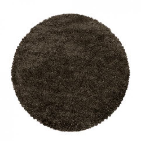 Ayyildiz koberce Kusový koberec Fluffy Shaggy 3500 brown kruh - 80x80 (průměr) kruh cm Mujkoberec.cz