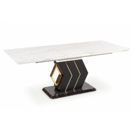 VINCENZO Stůl rozkládací Deska: Bílý mramor, noga Černý/Žlutý