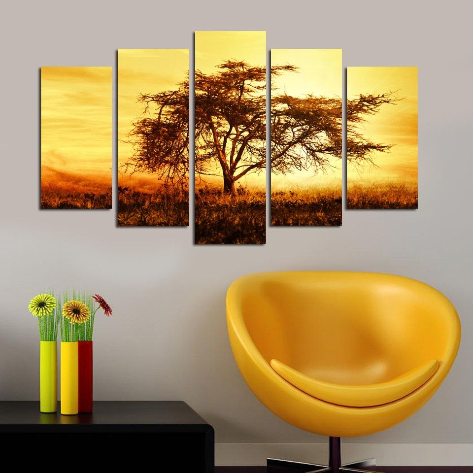 Hanah Home Vícedílný obraz Tree In The Golden Hour 110x60 cm - Houseland.cz