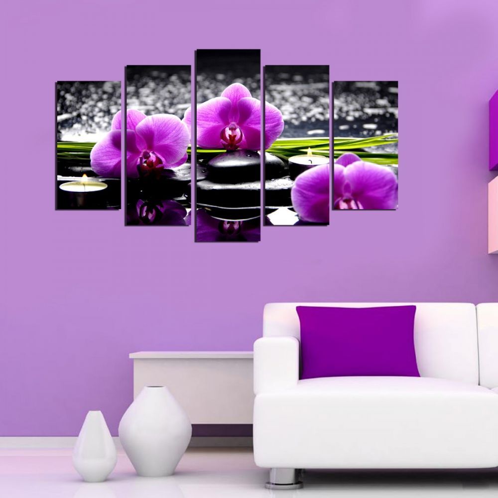 Hanah Home Vícedílný obraz Purple Flower 110x60 cm - Houseland.cz