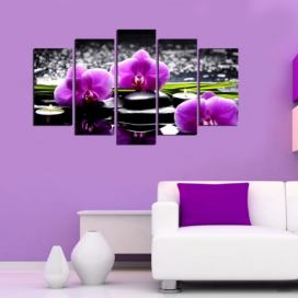 Hanah Home Vícedílný obraz Purple Flower 110x60 cm