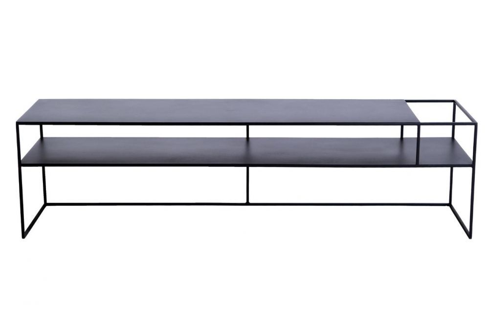 Nordic Design Černý kovový TV stolek Alonso 170 x 45 cm, pravý - Designovynabytek.cz