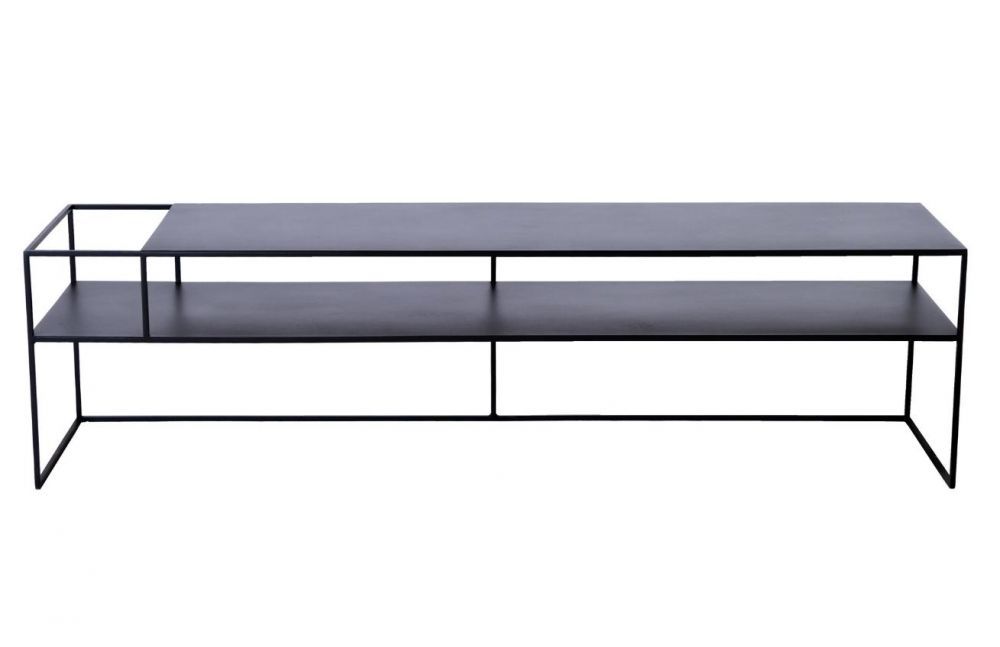 Nordic Design Černý kovový TV stolek Alonso 170 x 45 cm, levý - Designovynabytek.cz