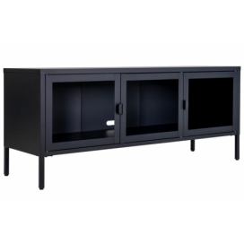 Nordic Living Černý kovový televizní stolek Bristana 130 x 40 cm