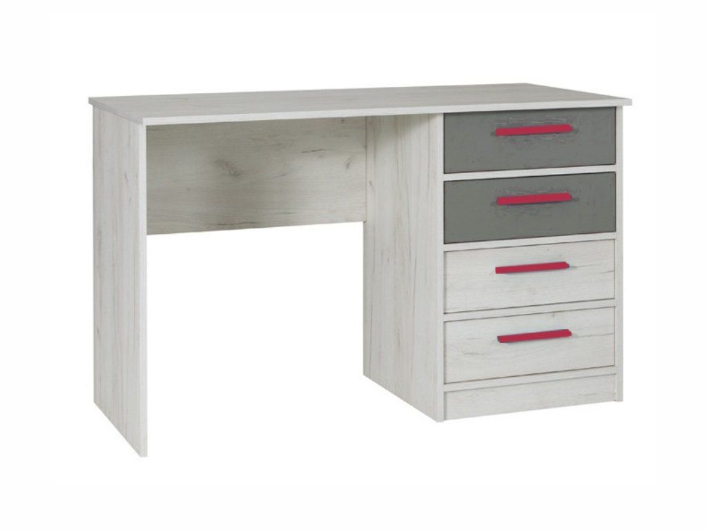 Maridex Psací stůl REST R06 Maridex 120/75/60 barevné provedení: craft bílý/šedá/růžové úchyty - DAKA nábytek