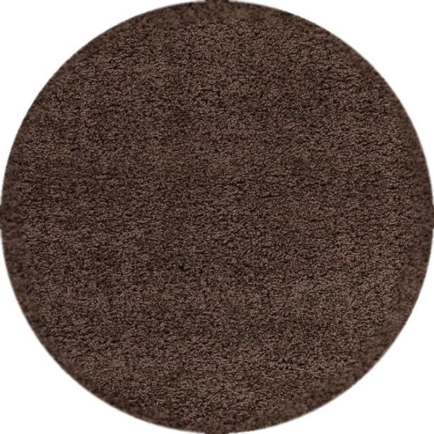 Ayyildiz Kruhový koberec Dream Shaggy 4000 – tm. hnědá 80x80 (průměr) kruh - ATAN Nábytek