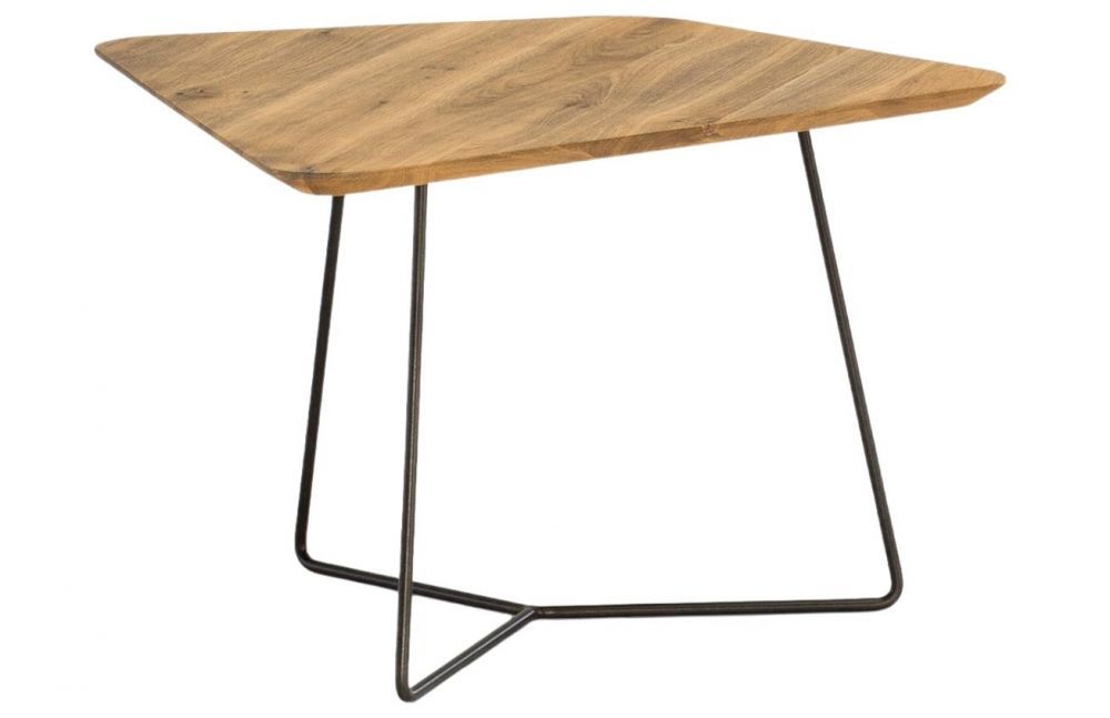 Masivní dubový konferenční stolek Cioata Oslo 77 x 70 cm s kovovou podnoží - Designovynabytek.cz
