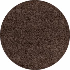 Ayyildiz Kruhový koberec Dream Shaggy 4000 – tm. hnědá 80x80 (průměr) kruh ATAN Nábytek