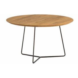 Masivní dubový kulatý konferenční stolek Cioata Oslo 70 cm s kovovou podnoží