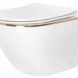  Závěsné WC Carlo bílé Mini Flat Gold Edge