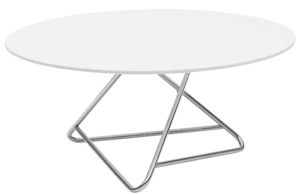 Bílý lakovaný konferenční stolek Softline Tribeca 90 cm s chromovou podnoží - Designovynabytek.cz
