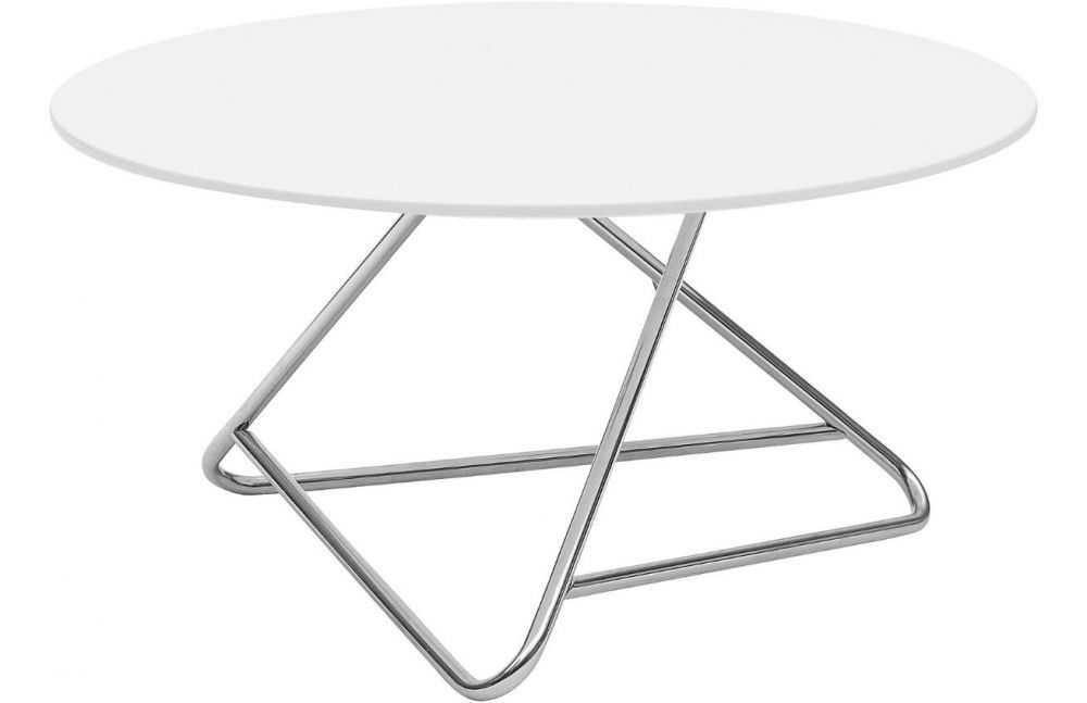 Bílý lakovaný konferenční stolek Softline Tribeca 75 cm s chromovou podnoží - Designovynabytek.cz