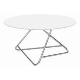 Bílý lakovaný konferenční stolek Softline Tribeca 75 cm s chromovou podnoží
