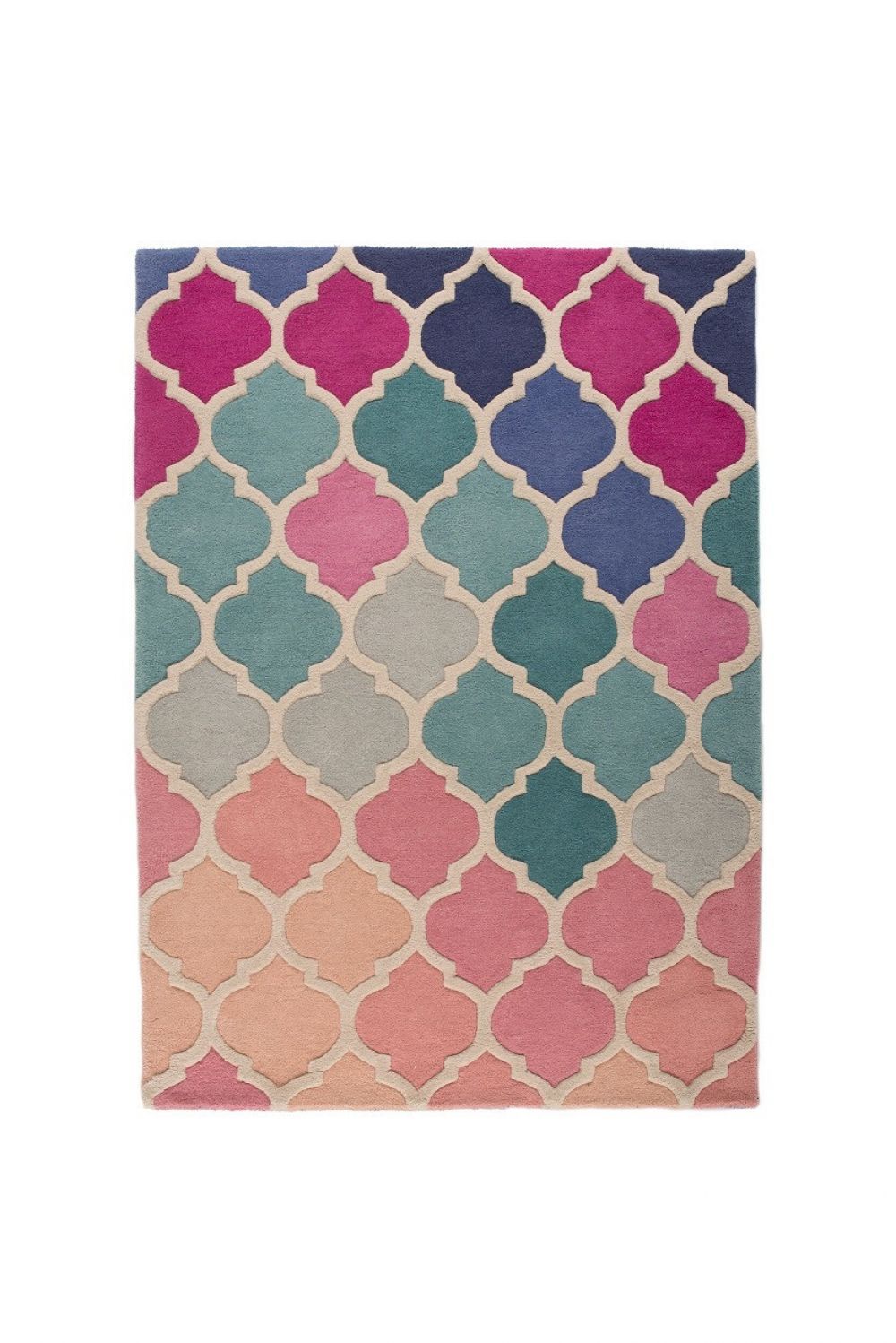 Flair Rugs koberce Ručně všívaný kusový koberec Illusion Rosella Pink/Blue - 80x150 cm - Mujkoberec.cz