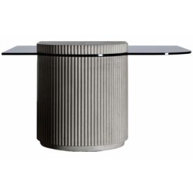 Šedý betonový konferenční stolek Lyon Béton Strut 80 x 85 cm se skleněnou deskou