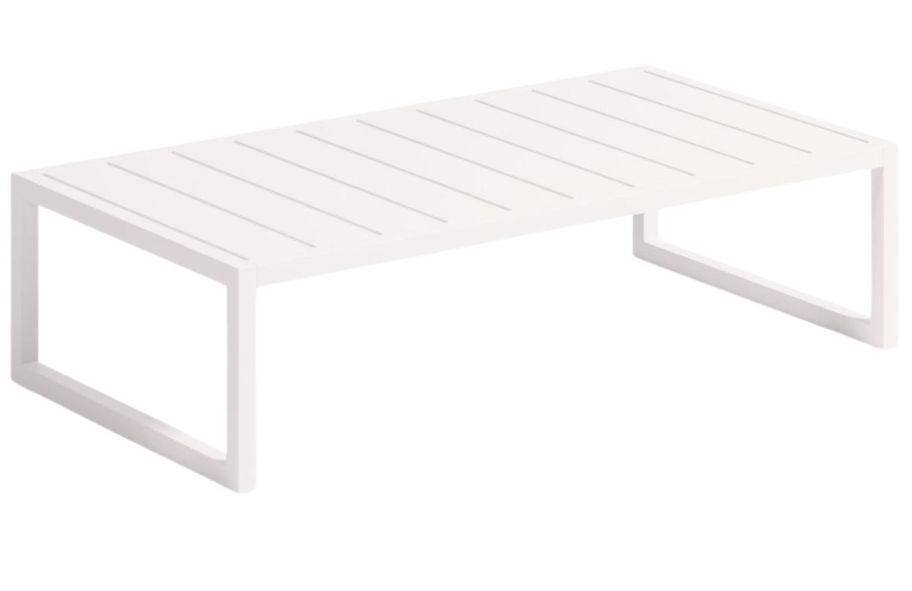 Bílý kovový zahradní stolek Kave Home Comova 114 x 60 cm - Designovynabytek.cz