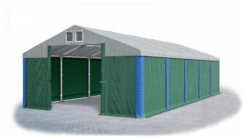 Garážový stan 4x6x2m střecha PVC 560g/m2 boky PVC 500g/m2 konstrukce ZIMA Zelená Šedá Modré - DEKORHOME.CZ
