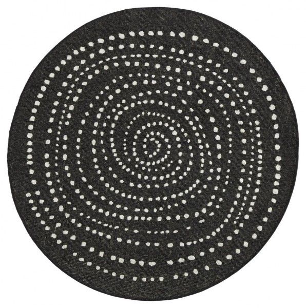 NORTHRUGS - Hanse Home koberce Kusový koberec Twin-Wendeteppiche 103109 schwarz creme kruh – na ven i na doma - 140x140 (průměr) kruh cm - Mujkoberec.cz