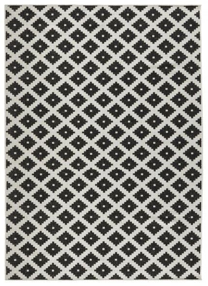 NORTHRUGS - Hanse Home koberce Kusový koberec Twin-Wendeteppiche 103124 schwarz creme – na ven i na doma - 80x150 cm - Mujkoberec.cz