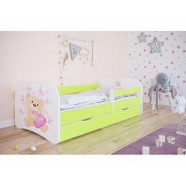Kocot kids Dětská postel Babydreams medvídek s motýlky zelená, varianta 70x140, bez šuplíků, bez matrace