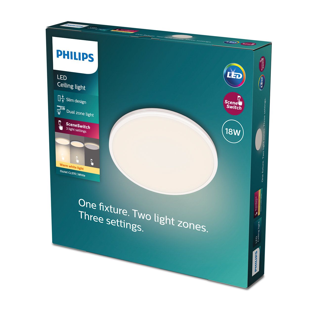Philips 8719514431904 Ozziet stropní svítidlo LED 18W/1800lm 2700K bílá SceneSwitch - Svítidla FEIM